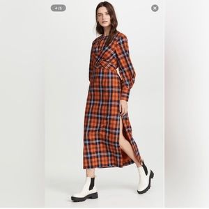 Staud Crosshill Dress Poppy Plaid Size Small